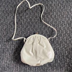 Creme Faux Leather Clutch